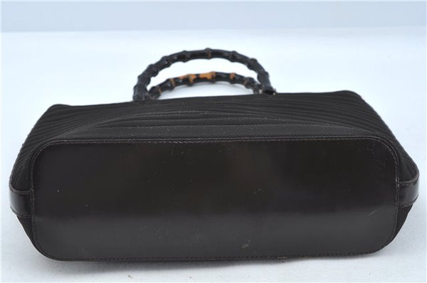 Authentic GUCCI Bamboo Nylon Leather 2way Shoulder Hand Bag Leather Brown J5642