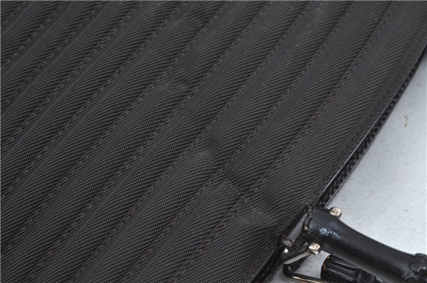 Authentic GUCCI Bamboo Nylon Leather 2way Shoulder Hand Bag Leather Brown J5642