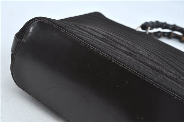 Authentic GUCCI Bamboo Nylon Leather 2way Shoulder Hand Bag Leather Brown J5642