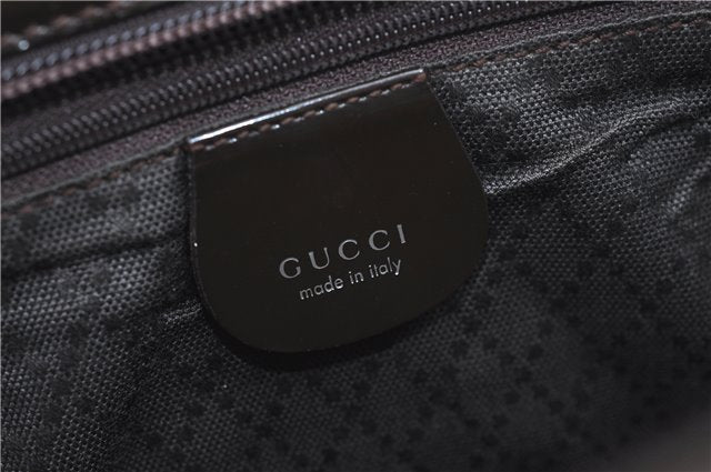 Authentic GUCCI Bamboo Nylon Leather 2way Shoulder Hand Bag Leather Brown J5642