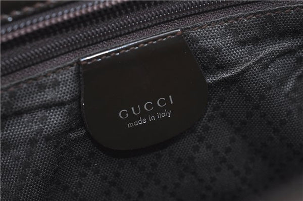 Authentic GUCCI Bamboo Nylon Leather 2way Shoulder Hand Bag Leather Brown J5642