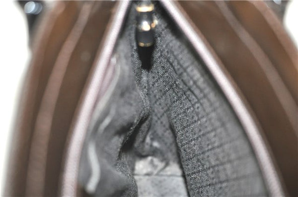 Authentic GUCCI Bamboo Nylon Leather 2way Shoulder Hand Bag Leather Brown J5642