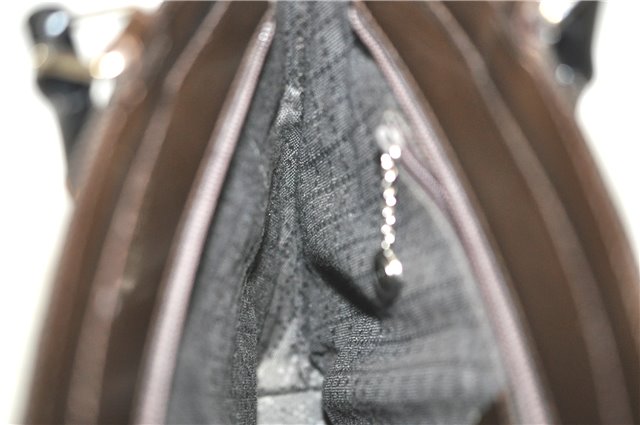 Authentic GUCCI Bamboo Nylon Leather 2way Shoulder Hand Bag Leather Brown J5642