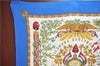 Authentic HERMES Pleats Scarf "LIBERTE EGALITE FRATERNITE" Silk Blue J5643