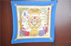 Authentic HERMES Pleats Scarf "LIBERTE EGALITE FRATERNITE" Silk Blue J5643