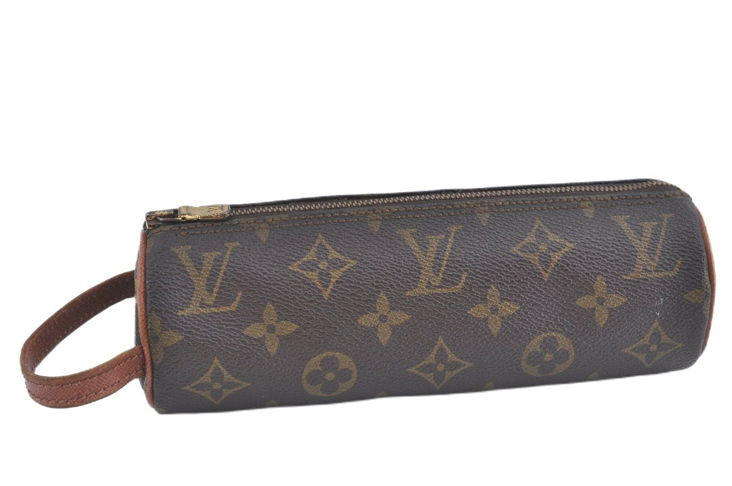 Authentic Louis Vuitton Monogram Trousse Ronde Pen Case Pouch M47630 LV J5651