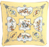 Authentic HERMES Pleats Scarf "Les Chevaux des Moghols" Silk Yellow J5652