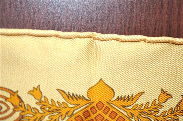 Auth HERMES Petit Carre 40 Scarf Handkerchief "Decoupages" Silk Yellow J5653