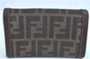 Authentic FENDI Zucca Bifold Wallet Purse Canvas Leather Brown Black J5672