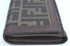 Authentic FENDI Zucca Bifold Wallet Purse Canvas Leather Brown Black J5672