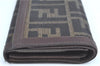 Authentic FENDI Zucca Bifold Wallet Purse Canvas Leather Brown Black J5672