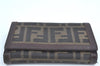 Authentic FENDI Zucca Bifold Wallet Purse Canvas Leather Brown Black J5672