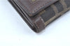 Authentic FENDI Zucca Bifold Wallet Purse Canvas Leather Brown Black J5672