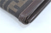 Authentic FENDI Zucca Bifold Wallet Purse Canvas Leather Brown Black J5672