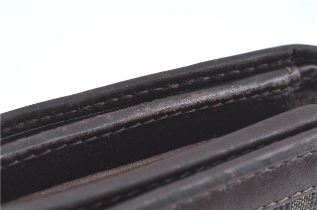 Authentic FENDI Zucca Bifold Wallet Purse Canvas Leather Brown Black J5672