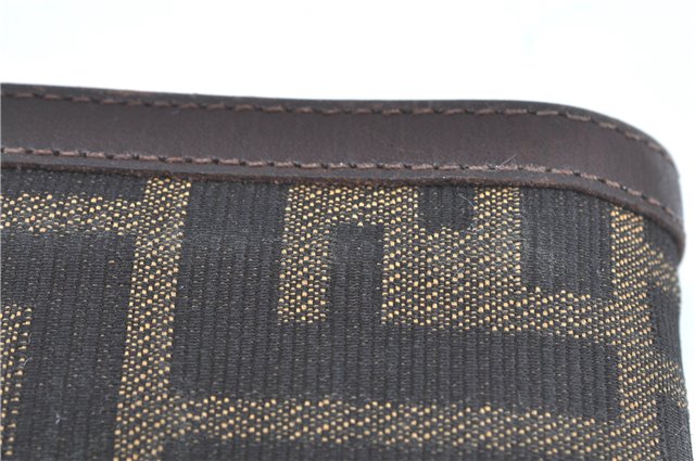 Authentic FENDI Zucca Bifold Wallet Purse Canvas Leather Brown Black J5672