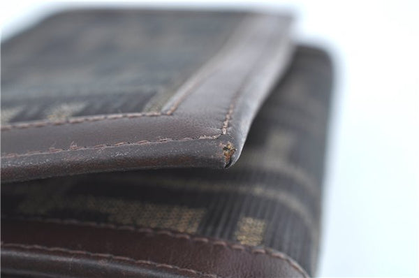 Authentic FENDI Zucca Bifold Wallet Purse Canvas Leather Brown Black J5672