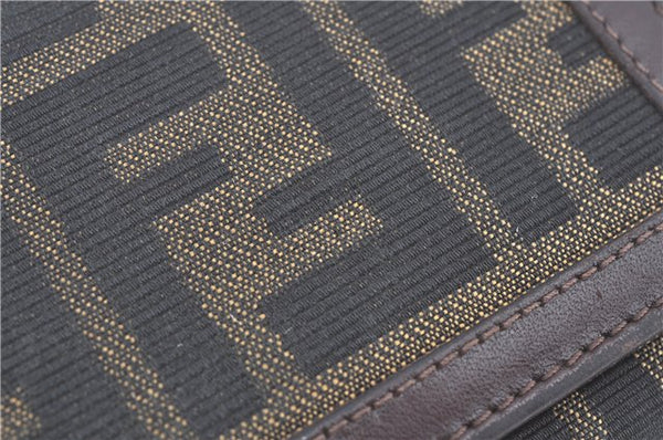 Authentic FENDI Zucca Bifold Wallet Purse Canvas Leather Brown Black J5672
