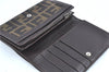Authentic FENDI Zucca Bifold Wallet Purse Canvas Leather Brown Black J5672