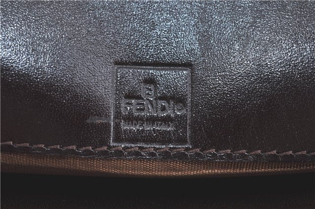 Authentic FENDI Zucca Bifold Wallet Purse Canvas Leather Brown Black J5672