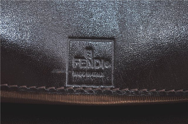 Authentic FENDI Zucca Bifold Wallet Purse Canvas Leather Brown Black J5672