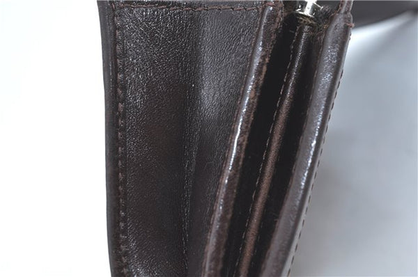 Authentic FENDI Zucca Bifold Wallet Purse Canvas Leather Brown Black J5672