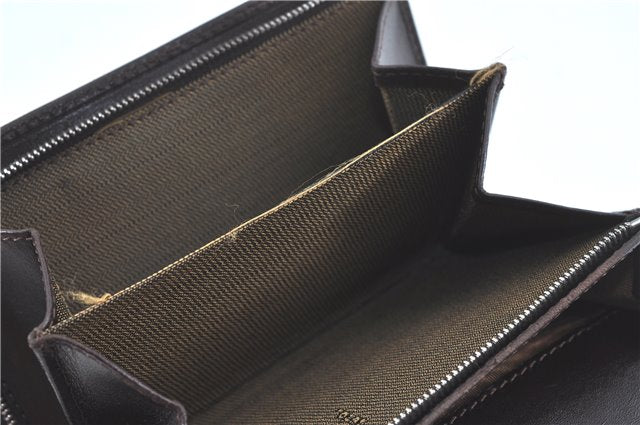 Authentic FENDI Zucca Bifold Wallet Purse Canvas Leather Brown Black J5672