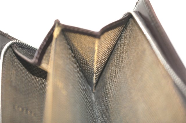 Authentic FENDI Zucca Bifold Wallet Purse Canvas Leather Brown Black J5672