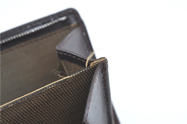 Authentic FENDI Zucca Bifold Wallet Purse Canvas Leather Brown Black J5672