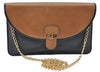 Authentic Christian Dior Chain Shoulder Cross Body Bag Leather Black Brown J5673