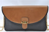 Authentic Christian Dior Chain Shoulder Cross Body Bag Leather Black Brown J5673