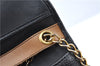 Authentic Christian Dior Chain Shoulder Cross Body Bag Leather Black Brown J5673