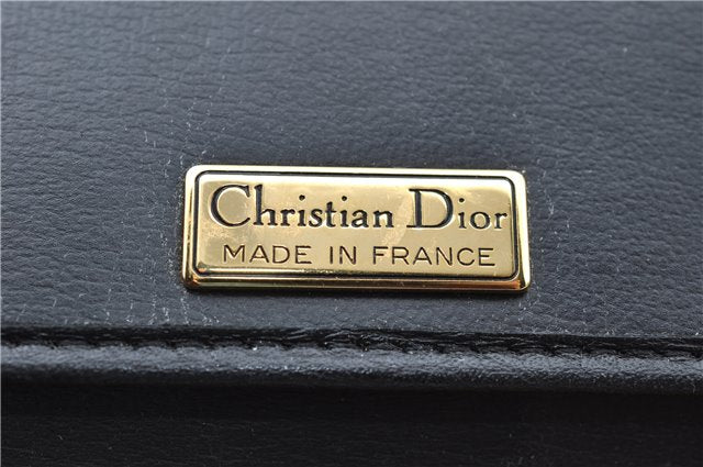 Authentic Christian Dior Chain Shoulder Cross Body Bag Leather Black Brown J5673