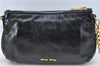 Authentic MIU MIU Ribbon Leather Chain Shoulder Cross Body Bag Purse Black J5687