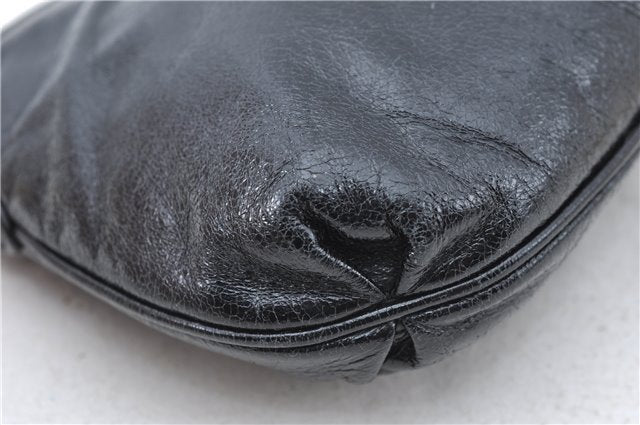 Authentic MIU MIU Ribbon Leather Chain Shoulder Cross Body Bag Purse Black J5687