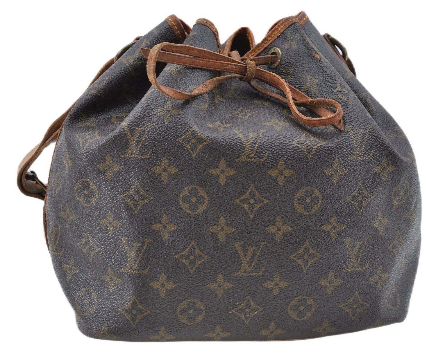 Authentic Louis Vuitton Monogram Petit Noe M42226 Shoulder Drawstring Bag J5701