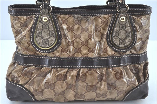 Auth GUCCI Jumbo GG Crystal Shoulder Tote Bag PVC Leather 223964 Brown J5705