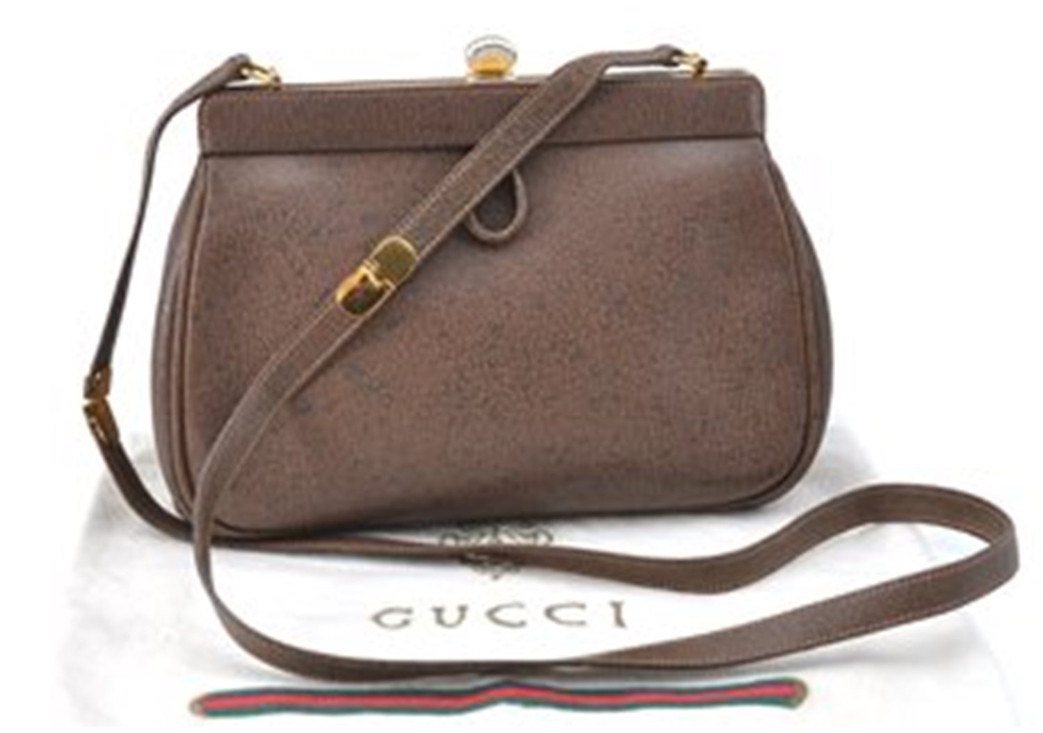 Authentic GUCCI Shoulder Cross Body Bag Purse Leather Brown J5709