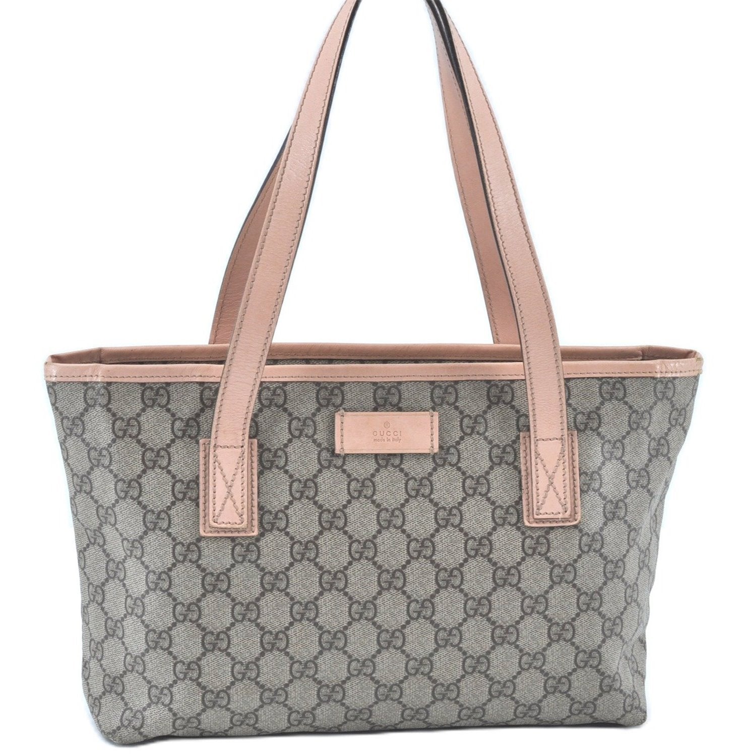 Authentic GUCCI GG Supreme Shoulder Tote Bag PVC Leather 181086 Brown Pink J5712