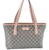 Authentic GUCCI GG Supreme Shoulder Tote Bag PVC Leather 181086 Brown Pink J5712