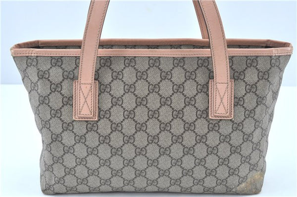 Authentic GUCCI GG Supreme Shoulder Tote Bag PVC Leather 181086 Brown Pink J5712