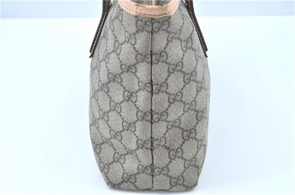 Authentic GUCCI GG Supreme Shoulder Tote Bag PVC Leather 181086 Brown Pink J5712