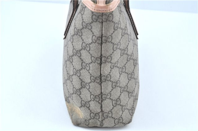 Authentic GUCCI GG Supreme Shoulder Tote Bag PVC Leather 181086 Brown Pink J5712