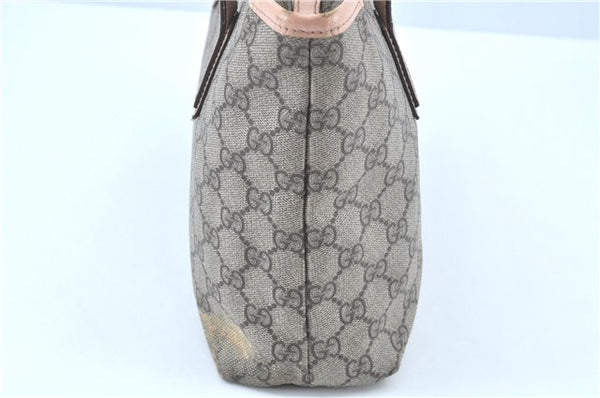 Authentic GUCCI GG Supreme Shoulder Tote Bag PVC Leather 181086 Brown Pink J5712