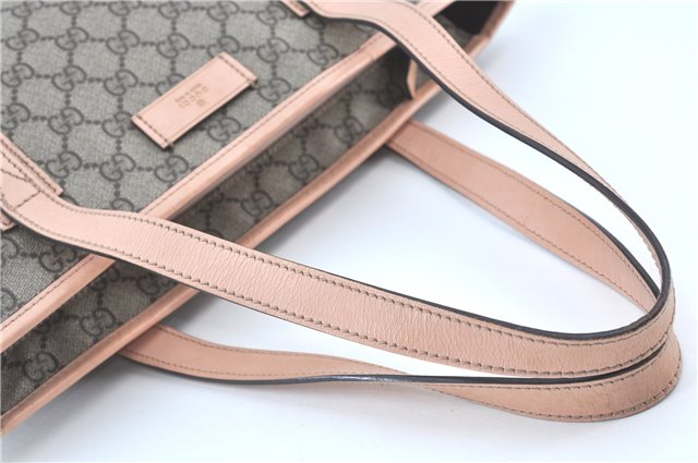 Authentic GUCCI GG Supreme Shoulder Tote Bag PVC Leather 181086 Brown Pink J5712