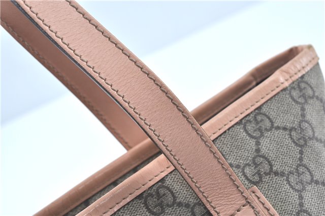 Authentic GUCCI GG Supreme Shoulder Tote Bag PVC Leather 181086 Brown Pink J5712