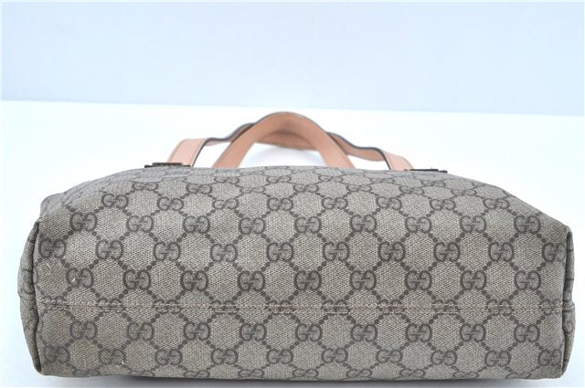 Authentic GUCCI GG Supreme Shoulder Tote Bag PVC Leather 181086 Brown Pink J5712