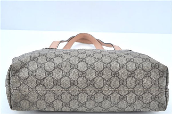 Authentic GUCCI GG Supreme Shoulder Tote Bag PVC Leather 181086 Brown Pink J5712