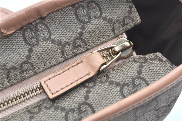 Authentic GUCCI GG Supreme Shoulder Tote Bag PVC Leather 181086 Brown Pink J5712