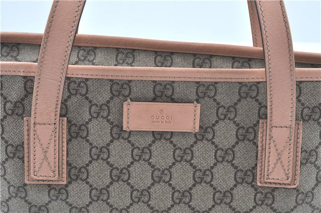 Authentic GUCCI GG Supreme Shoulder Tote Bag PVC Leather 181086 Brown Pink J5712